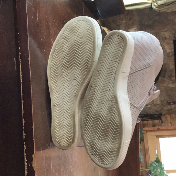 Taupe Zipper Hidden Wedge High Top Sneakers - Picture 4 of 6